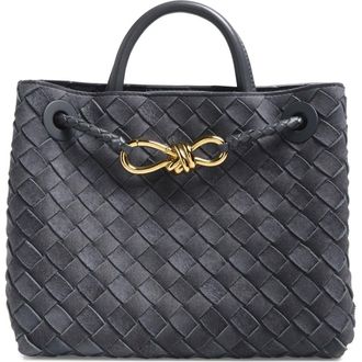 Bottega Veneta Small Andiamo Intrecciato Suede Top Handle Bag in Cloudy Indigo at Nordstrom