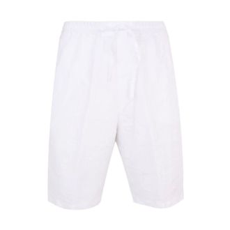 120% Lino 120% Lino, Casual Shorts, male, White, Size: XL Drawstring Bermuda Shorts
