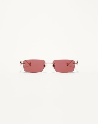 Valentino Rectangular Metal Eyewear unisex GOLD/BROWN 55