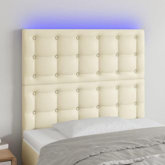 vidaXL Cabecero Con Luces Led Cuero Sint&eacute;tico Crema 100x5x118/128 Cm Vidaxl