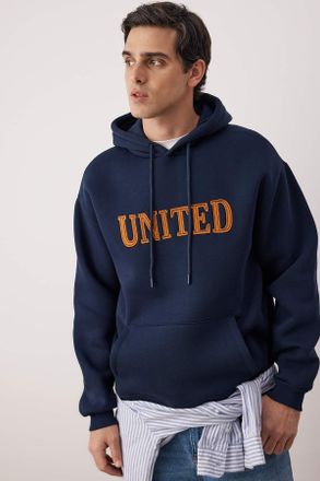 Trendyol MAN Heren Donkerblauw Effen Lang Oversized Sweatshirts