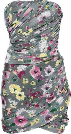 The Attico Floral-Print Mini Dress - Womens - Viscose/Elastane