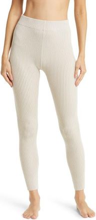 Lunya Cottonsilk Organic Cotton Blend Rib Leggings in Calm Tan at Nordstrom, Size X-Large