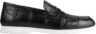 Kiton Crocodile Leather Loafers - Heren - Loafers - Zwart - 44 EU - Leer - Schoenen