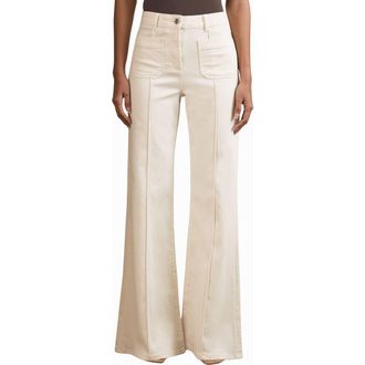 Reiss Sakura Pintuck Patch Pocket Wide Leg Jeans in Ecru at Nordstrom, Size 29