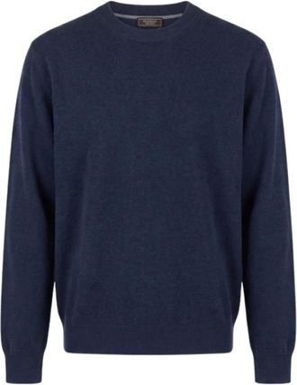 PESERICO Maglia Tricot - Heren - Ronde hals truien - Blauw - M - Kasjmier - Truien & Vesten