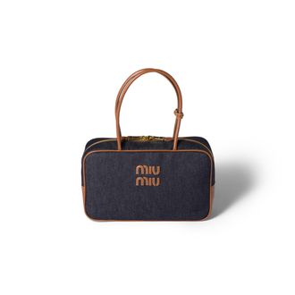 Miu Miu Beau Denim Bag, Woman, Blue/brandy