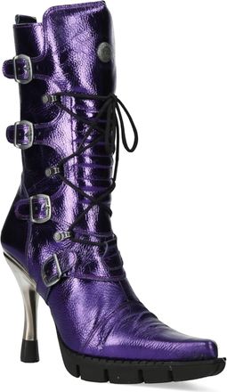 New Rock dames paarse leren gotische hoge hakken laarzen - M-9373-C16