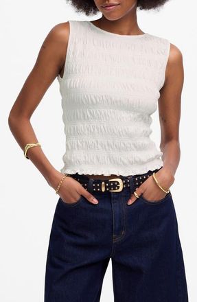Madewell Smocked Tank Top in White at Nordstrom, Size Xx-Large