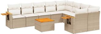 vidaXL Juego De Sof&aacute;s Jard&iacute;n Con Cojines Beige 10 Pzas Rat&aacute;n Sint&eacute;tico Vidaxl