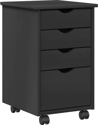 vidaXL Gabinete Rodante Con Rueda Gris 34 X 39 X 56 Cm Pino Macizo Vidaxl