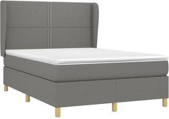 vidaXL Cama Box Spring Con Colch&oacute;n Tela Gris Oscuro 140x200 Cm Vidaxl