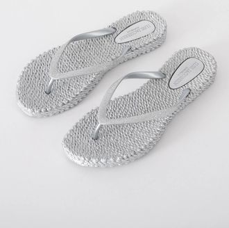 Ilse Jacobsen Womens Ilse Jacobsen Cheerful Glitter Womens Flip Flops - Silver 710 - Grey - Size: 7