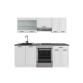 Vicco Mueble De Cocina R-line, Casa De Campo Blanca/blanca, 200 Cm, Et Antracita