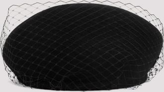 Maison Michel Black Bonnie Veil Hat