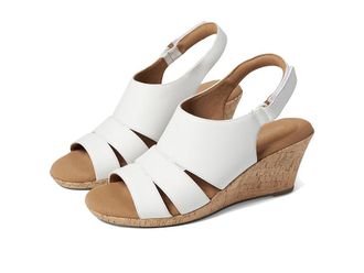 Rockport Briah Sling Womens Sandals White Leather : 7.5 M (B), Leather/Rubber