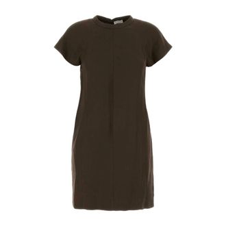 Brunello Cucinelli Brunello Cucinelli, Short Dresses, female, Brown, Size: L Monili-Trim Mini Dress
