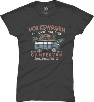 Volkswagen The Original Ride Campervan Womens T-Shirt Charcoal