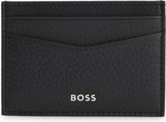 BOSS Money-clip card holder in grained leather
