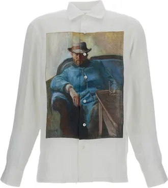 Junya Watanabe White Printed Edvard Munch Linen Shirt
