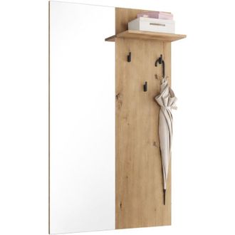 Dmora Mobile da Ingresso Lanze, Specchio Incluso, un Ripiano, Appendiabiti, 79x19.5x132h cm Marrone Rovere Nodi