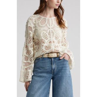 Treasure & Bond Crochet Top in Ivory Dove at Nordstrom, Size Medium