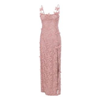 Blumarine Long dress in macram&eacute; lace - female - Blumarine - Party Dresses - Pink - XS - Dresses