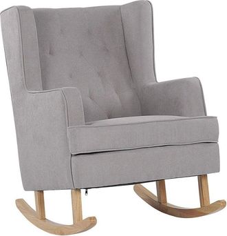 Beliani Beliani - Classic Comfy Fabric Rocking Chair Solid Wooden Skates Light Grey Trondheim ii