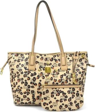 MCM Vintage, Dames, Beige, ONE Size, Leer, Tweedehands leren schoudertassen