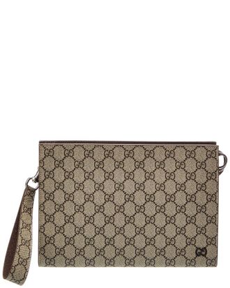 Gucci Gg Supreme Canvas & Leather Pouch