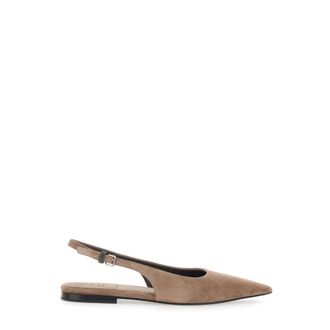 Brunello Cucinelli Brunello Cucinelli, Ballerinas, female, Brown, Size: 7 1/2 US Suede Slingback Flats