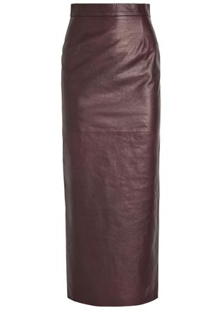 Skiim Huguette Leather Maxi Skirt - Burgundy - 38 (UK10 / S)