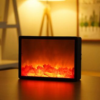OEM Peque&ntilde;a Y Acogedora Linterna De Chimenea Tradicional, Fabricada Con Una L&aacute;mpara De Mesa Led De Estilo Carb&oacute;n Con Un Efecto De Llama De Le&ntilde;a Realista, 