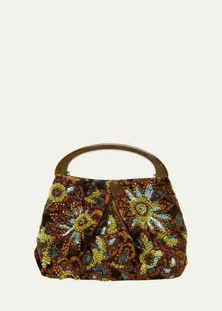 Dries Van Noten Beaded Floral Top-Handle Bag
