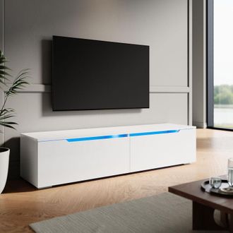 Elegant Lighting Elegant - tv Stand Modern High Gloss tv Unit Stand with led for up to 55-inch tv Screens, White tv Cabinet 1350mm