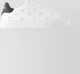 Versace leather sneakers round toe low-top design