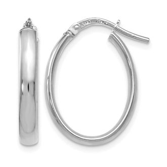 Diamond2Deal 14K White Gold Polished Oval Shape Hoop Earrings
