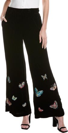 Johnny Was Luciana Velvet Silk-Blend Wide Leg Pant