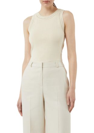 Comma Rundhalsshirt COMMA, Damen, Gr. 36, beige (dune sand), Strick, Obermaterial: 50% Baumwolle, 50% Viskose, unifarben, regular fit taillenbedeckt, Rundha