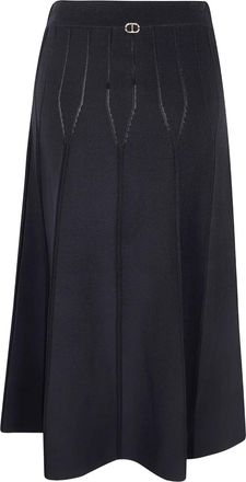 Twin-Set Gonna midi a coste - Nero