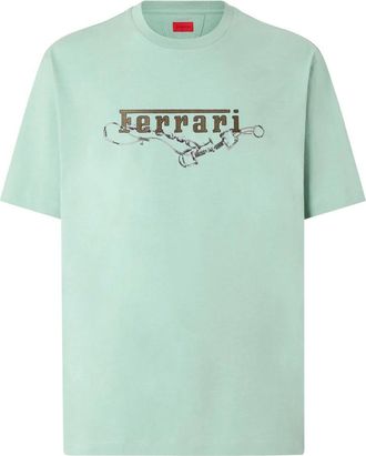 Ferrari T-Shirts, male, Green, Size: XL Cotton T-shirt