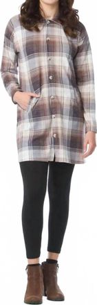 Papillon Brushed Plaid Button Up Sweater Dress In Cream
