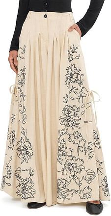 Free People What You Know Embroidered Womens Clothing Sand : MD (Womens 8-10), Cotton/Linen/Viscose