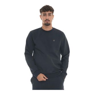 HUGO BOSS Hoodies & sweatvesten, Heren, Blauw, XL, Katoen, Effen Ronde Hals Sweatshirt met Logo