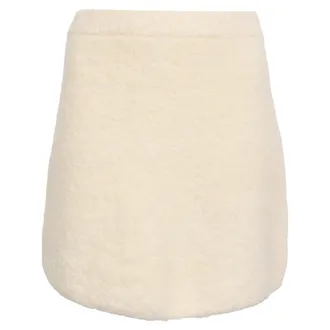 BA&SH Ba & Sh Fur-Accent Mini Skirt in Cream Alpaca Wool