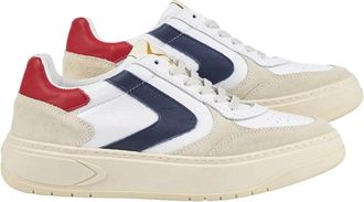 Valsport Su&egrave;de Leren Sneakers Wit Rood Blauw - Heren - Sneakers - Veelkleurig - 42 EU - Su&egrave;de - Schoenen
