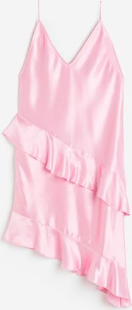 H&M Slipkleid aus Satin mit Volants - Pink