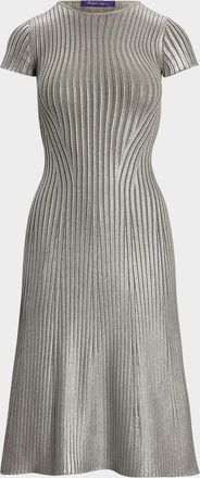 Ralph Lauren Collection Foil Rib Crewneck Dress