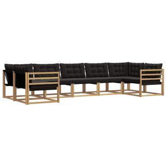 vidaXL Conjunto De Sof&aacute;s De Exterior Con Coj&iacute;n 7 Pcs Blanco Y Negro Vidaxl