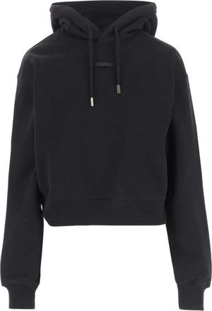 Jacquemus Zwarte Trekkoord Hood Sweater - Dames - Hoodies - Zwart - M - Katoen - Hoodies & sweatvesten